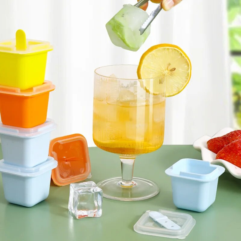 Kvadratni kalupi za kockice leda Silikonski kalupi za sladoled s prehrambenim proizvodima sa štapićem za sladoled DIY žele puding Ljetni alati za izradu kuglica leda