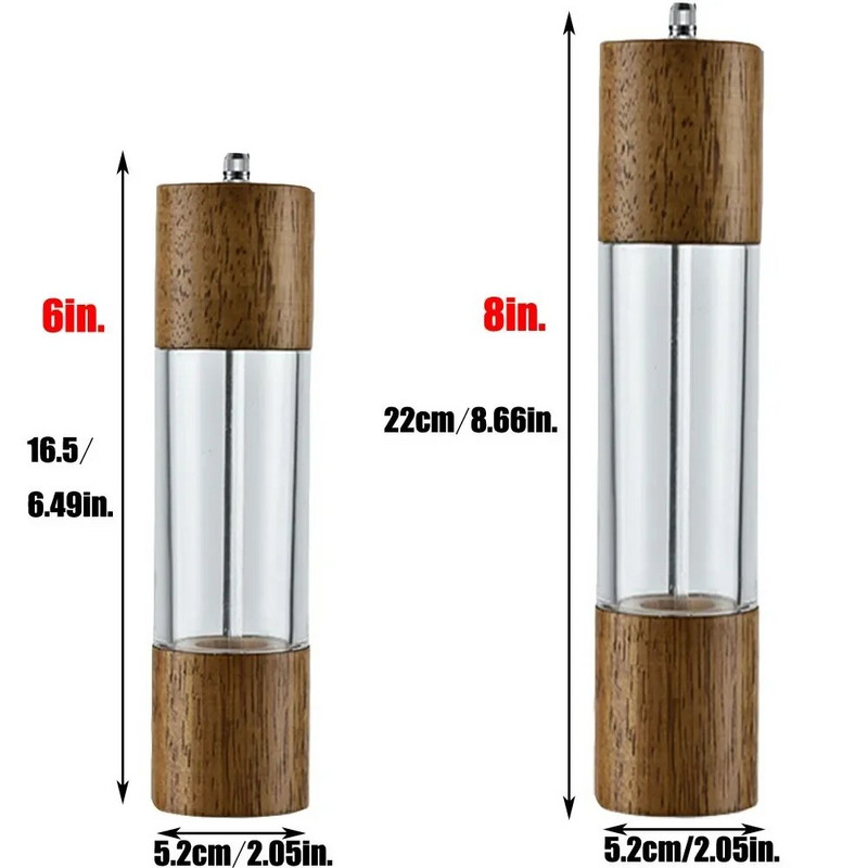 Antikvarinės spalvos medinis pipirų malūnas rankinis druskos prieskonių malūnėlis su reguliuojama keramine šerdimi pipirų malūnėlio virtuvės pagalbiniu priedu
