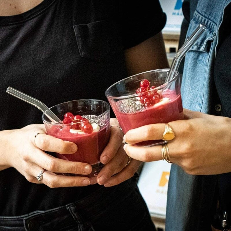 15 cm īsi stikla salmiņi 4gab 6 collu atkārtoti lietojami dzeramo salmiņi, mazgājami trauku mazgājamā mašīnā Droši videi draudzīgi kokteiļu salmiņi smūtiju piena kokteiļa pagatavošanai