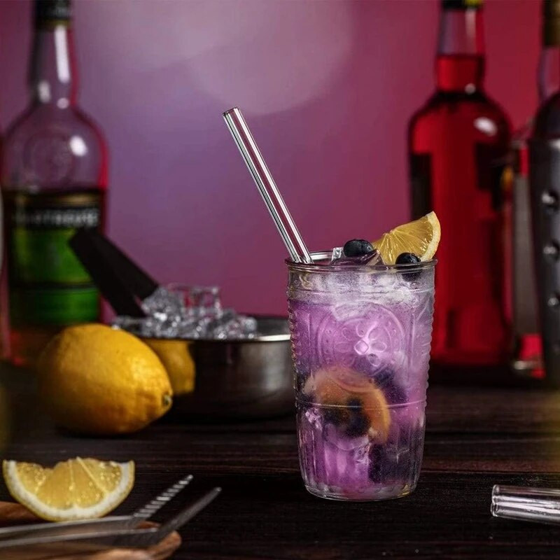 15 cm īsi stikla salmiņi 4gab 6 collu atkārtoti lietojami dzeramo salmiņi, mazgājami trauku mazgājamā mašīnā Droši videi draudzīgi kokteiļu salmiņi smūtiju piena kokteiļa pagatavošanai