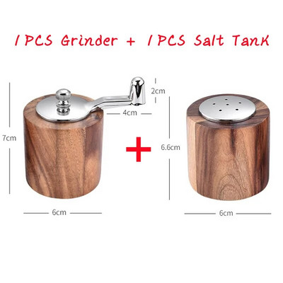 Rankinis pipirų malimo ir druskos puodo rankinis malūnėlis akacijos medienos pipirų malūnėlio rinkinys prieskonių druska pipirų malūnėlis keraminis prieskonių butelis