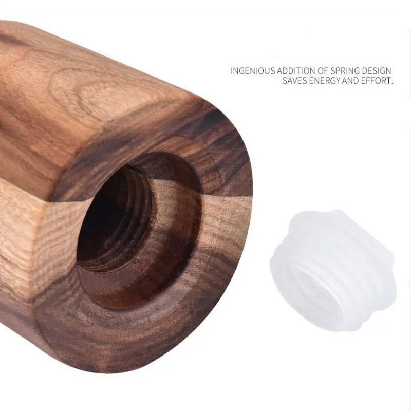 Rankinis pipirų malimo ir druskos puodo rankinis malūnėlis akacijos medienos pipirų malūnėlio rinkinys prieskonių druska pipirų malūnėlis keraminis prieskonių butelis