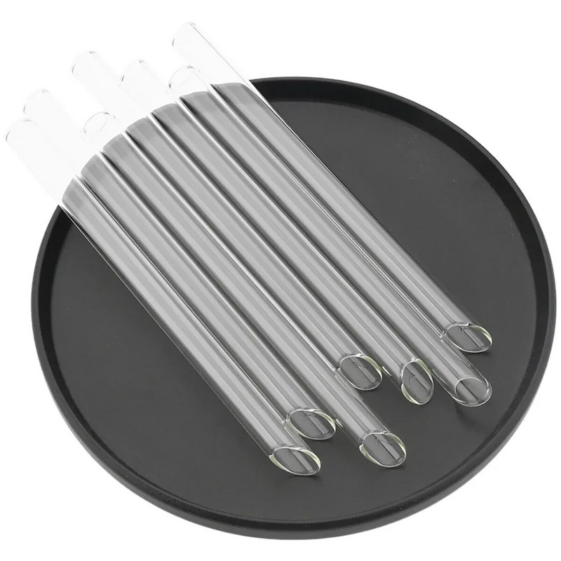 Magas bór-szilikáttartalmú, újrafelhasználható szívószálas környezetbarát üvegszívószál buboréktea turmixokhoz bár tartozékok szívószál ecsetzsákkal