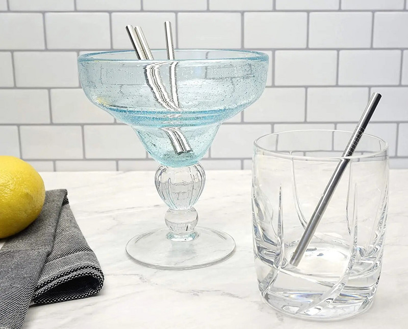 4 vnt 6 * 130/160 mm Vaikiški metaliniai šiaudeliai Daugkartiniai gėrimo šiaudeliai 304 Nerūdijančio plieno šiaudeliai su šepetėliu vaikų vakarėlių kokteilių taurėms