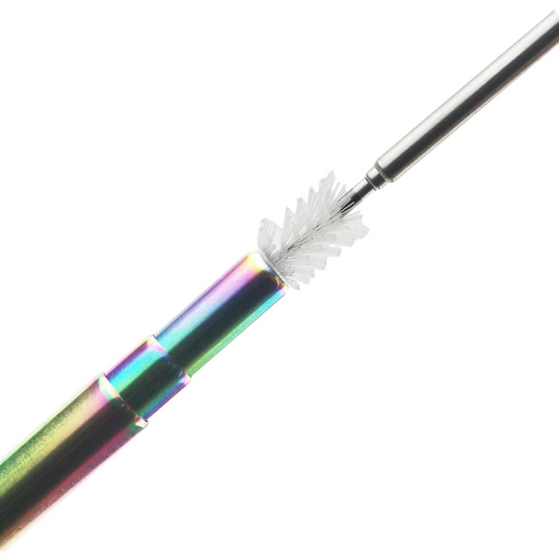 304 nerūdijančio plieno metaliniai šiaudeliai, daugkartinio naudojimo teleskopiniai šiaudeliai su valymo šepečiu, nešiojimo dėklu Sulankstomas nešiojamas gėrimo šiaudelių rinkinys