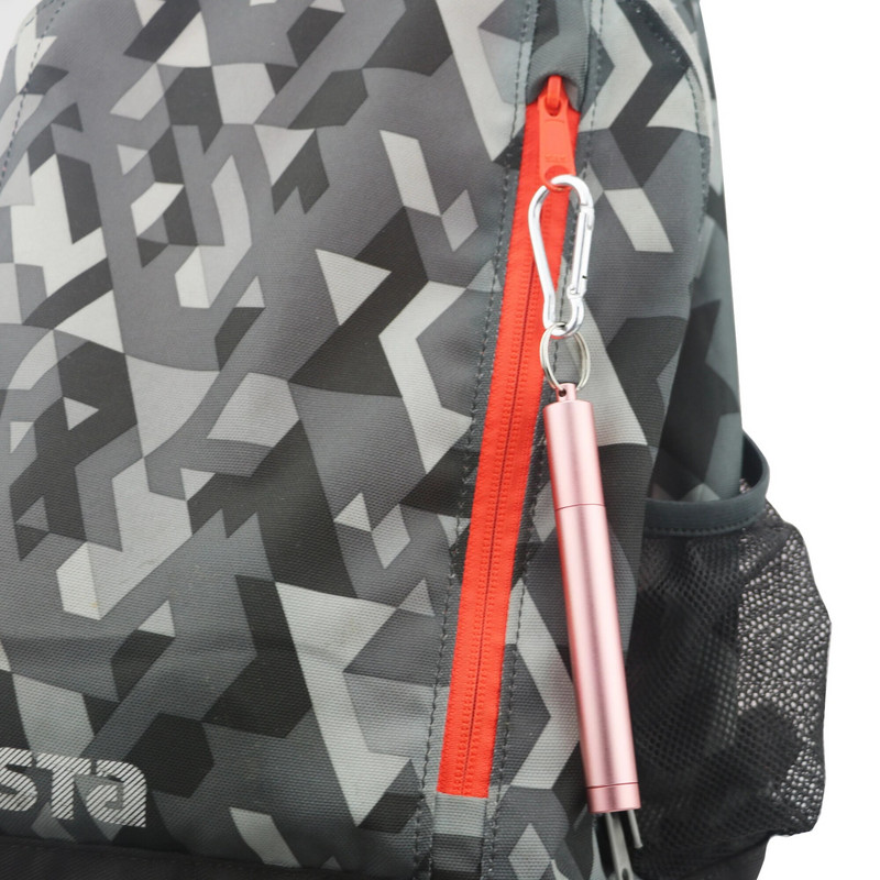 304 nerūdijančio plieno metaliniai šiaudeliai, daugkartinio naudojimo teleskopiniai šiaudeliai su valymo šepečiu, nešiojimo dėklu Sulankstomas nešiojamas gėrimo šiaudelių rinkinys