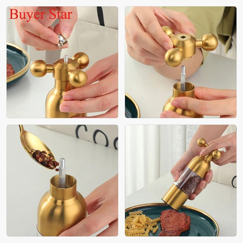 18 cm-es kézi borsdaráló rozsdamentes acél fűszerpaprika sódaráló edény állítható háztartási fémdaráló konyhai főzőkészlet
