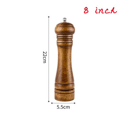 Druskos ir pipirų malūnėlių masyvo medienos pipirų malūnėlis su stipriu reguliuojamu keraminiu pipirų malūnu 5 colių 8 colių 10 colių – virtuvės maisto ruošimo įrankiai