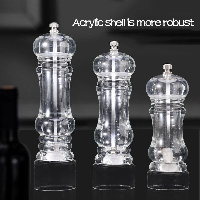 Rasnita de piper de 6/7/8 inch - Agitatoare acrilice de sare si piper, grosimea ajustabila prin rotorul ceramic Accesorii de bucatarie