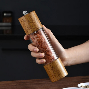 Δημιουργικός ξύλινος μύλος πιπεριάς Χειροκίνητος μύλος αλατιού με ρυθμιζόμενο μύλο πιπεριάς με κεραμικό πυρήνα Βοηθός κουζίνας