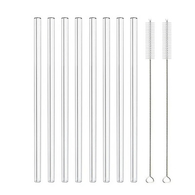 8 vnt. didelio borosilikatinio stiklo šiaudeliai tiesūs daugkartinio naudojimo geriamieji šiaudeliai Boba pieno burbuliukai kokteiliai vaisių kokteilių baro priedai