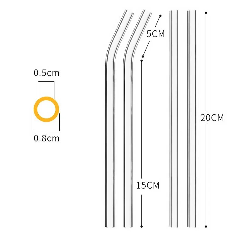 8 vnt. didelio borosilikatinio stiklo šiaudeliai tiesūs daugkartinio naudojimo geriamieji šiaudeliai Boba pieno burbuliukai kokteiliai vaisių kokteilių baro priedai