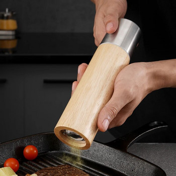 Мелничка за сол и черен пипер, дървени пиперници със здрава регулируема керамична мелница с резервен керамичен ротор - кухненски аксесоари