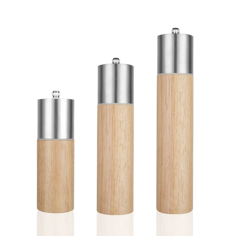 Druskos ir pipirų malūnėlis, medienos pipirų plaktuvai su stipriu reguliuojamu keraminiu smulkintuvu su atsarginiu keraminiu rotoriumi - virtuvės reikmenys