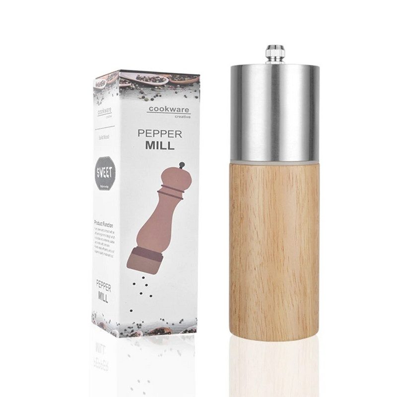 Druskos ir pipirų malūnėlis, medienos pipirų plaktuvai su stipriu reguliuojamu keraminiu smulkintuvu su atsarginiu keraminiu rotoriumi - virtuvės reikmenys