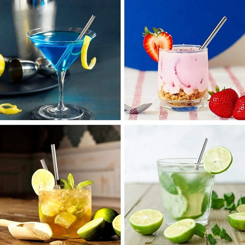 Pachete de 10 paie metalice reutilizabile de 5 inci Paie scurte de băut pentru cocktailuri, oțel inoxidabil 304, paie de băut pentru copii pentru barul de călătorie pentru copii