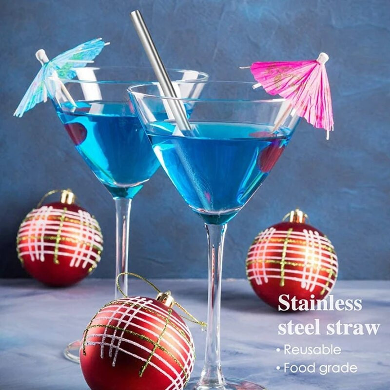 Pachete de 10 paie metalice reutilizabile de 5 inci Paie scurte de băut pentru cocktailuri, oțel inoxidabil 304, paie de băut pentru copii pentru barul de călătorie pentru copii
