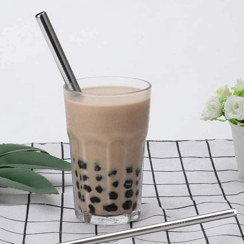 12x215mm metallist kõrred 304 roostevabast terasest kõrred 8,5'' korduvkasutatavad joogikõrred mullitee Boba smuutide piimakokteilide jaoks