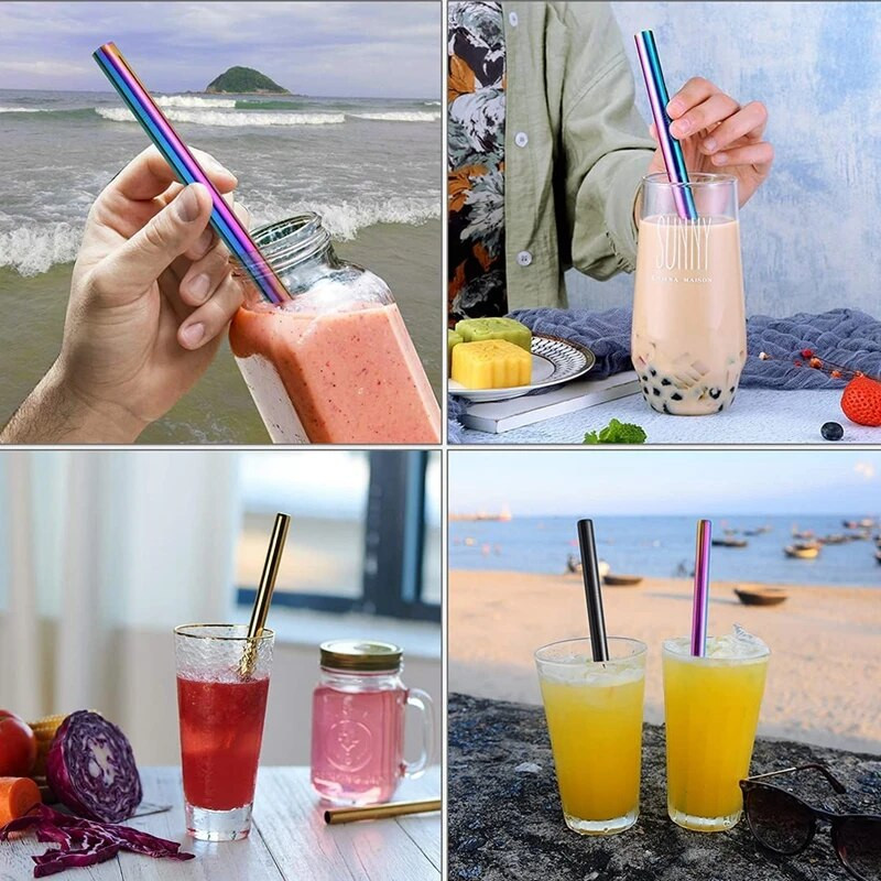 12x215mm metallist kõrred 304 roostevabast terasest kõrred 8,5'' korduvkasutatavad joogikõrred mullitee Boba smuutide piimakokteilide jaoks