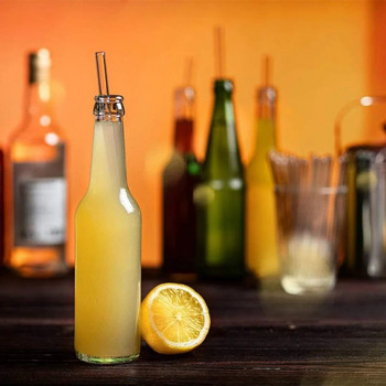 25 см дълги стъклени сламки за пиене Комплект прозрачни стъклени сламки за многократна употреба с четки Екологични стъклени сламки за смути млечен шейк