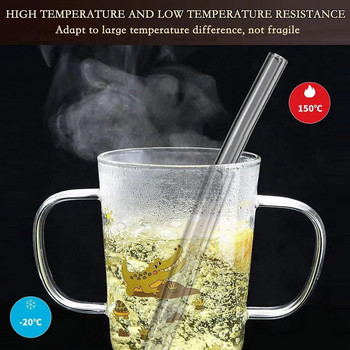 25 см дълги стъклени сламки за пиене Комплект прозрачни стъклени сламки за многократна употреба с четки Екологични стъклени сламки за смути млечен шейк