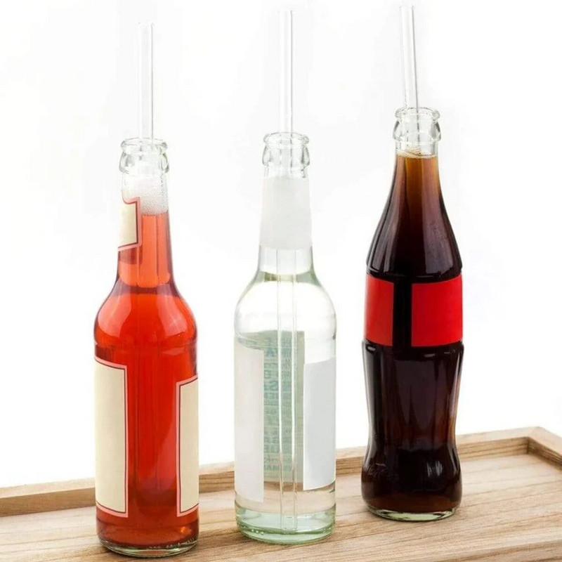 25 cm ilgio stikliniai geriamieji šiaudeliai skaidraus daugkartinio naudojimo stiklo šiaudelių rinkinys su šepečiais Ekologiški stikliniai šiaudeliai kokteiliui pieno kokteiliui