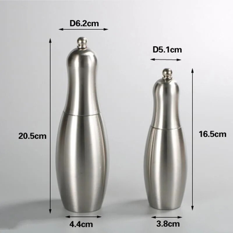 304 nerūdijančio plieno pipirų malūnėlis boulingo stiliaus vadovas druskos pipirų malūnėlis prieskonių butelis vakarietiškas restoranas pipirų malūnas