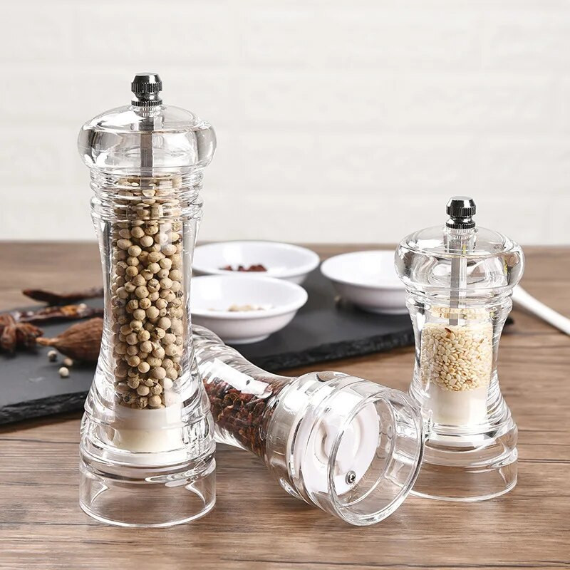 Acrylic Combo Pepper Mill and Salt Shaker με ρυθμιζόμενο κεραμικό μηχανισμό τραχύτητας, εύκολο στη χρήση