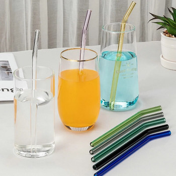 8 бр. 8 мм прозрачни стъклени сламки за смутита Коктейли Сламки за пиене Здравословни екологични сламки за многократна употреба Аксесоар за съдове