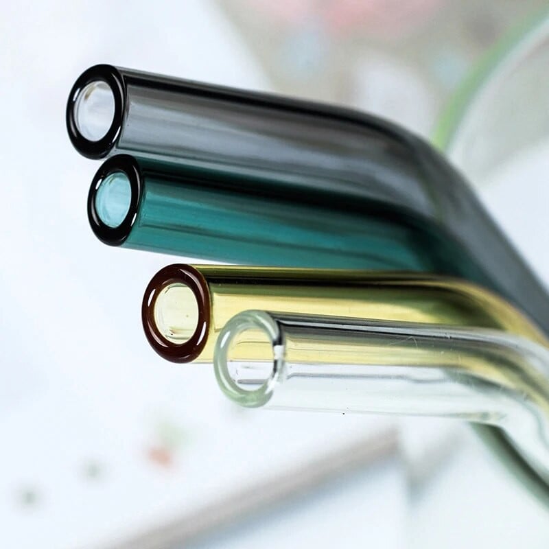 8 τμχ Διαφανή γυάλινα καλαμάκια 8mm για Smoothies Κοκτέιλ Καλαμάκια Υγιεινά επαναχρησιμοποιήσιμα καλαμάκια φιλικά προς το περιβάλλον Αξεσουάρ ποτών