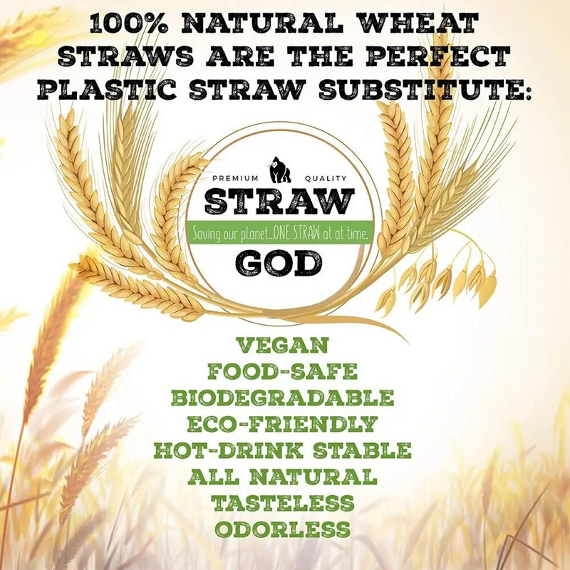 100 buc paie de grâu de unică folosință, ecologice, paie de băut naturale, portabile, pentru protecția mediului, accesoriu pentru petrecere