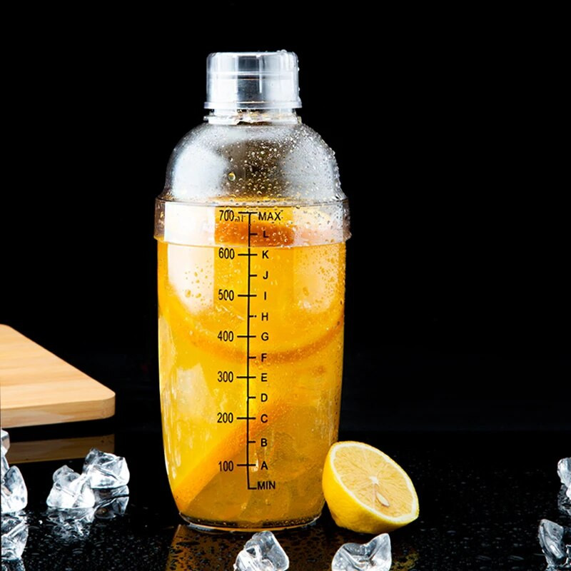 Plastikinis kokteilių Boston Bar purtytuvas dervos plaktuvas su nuoviru nuo nuplikimo pieno arbatos maišymo puodeliu permatomas geros rankenos kompiuterio baro įrankis