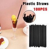 100 vnt juodų gėrimų Kunststof šiaudelių baras vakarėlis vestuvių virtuvė Pajitas plastikinių gėrimų šiaudų didmeninė prekyba
