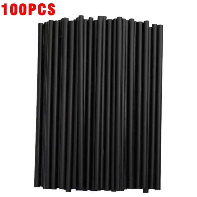 100 τμχ Μαύρα ποτά Kunststof Straws Bar Party Wedding Kitchen Pajitas Plastique Beverage Straw Χονδρική