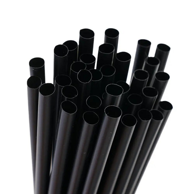 100 τμχ Μαύρα ποτά Kunststof Straws Bar Party Wedding Kitchen Pajitas Plastique Beverage Straw Χονδρική