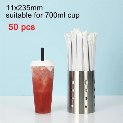 Bpa nemokami vienkartiniai plastikiniai šiaudeliai Milkshake Plačiai Boba burbuliukai arbatos šiaudeliai ilgi, atskirai suvynioti gėrimų baro įrankiai