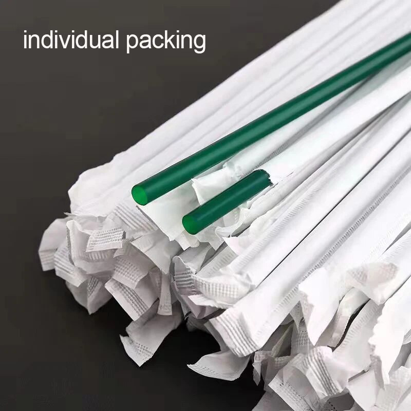 Bpa nemokami vienkartiniai plastikiniai šiaudeliai Milkshake Plačiai Boba burbuliukai arbatos šiaudeliai ilgi, atskirai suvynioti gėrimų baro įrankiai