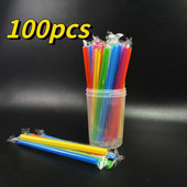 100 vnt Pieno kokteilio šiaudeliai Bubble Boba Pieno Arbata Plastikiniai Stori Šiaudeliai Pochlebcas Šalto gėrimo gėrimų baro priedai