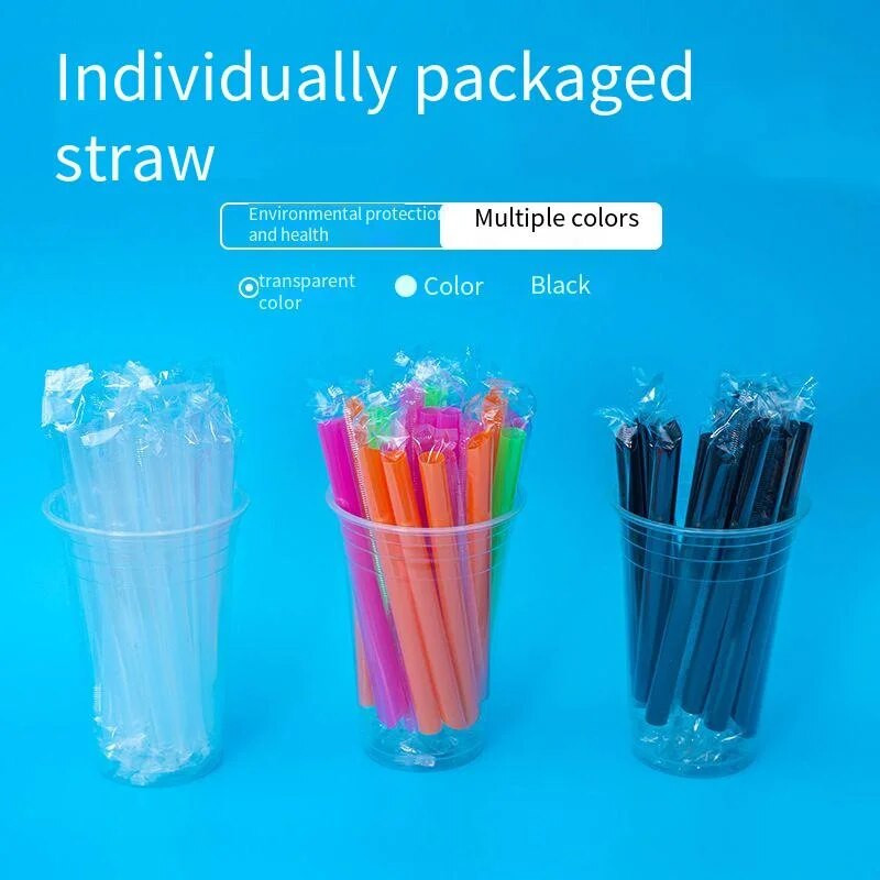 100 БР. Сламки за млечен шейк Bubble Boba Milk Tea Пластмасови дебели сламки Smoothie Студени прибори за пиене Аксесоари за бар