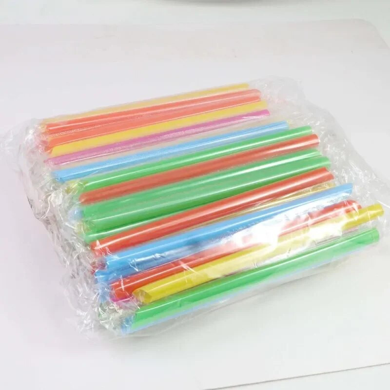 100 БР. Сламки за млечен шейк Bubble Boba Milk Tea Пластмасови дебели сламки Smoothie Студени прибори за пиене Аксесоари за бар