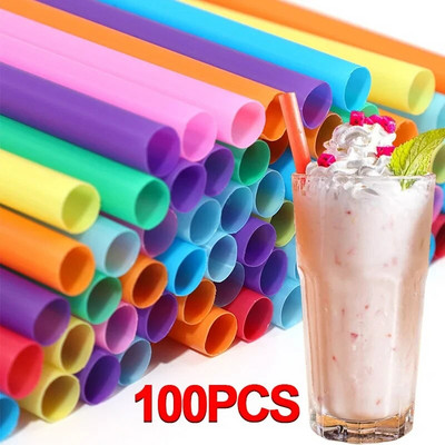 100PCS jednokratne slamke za piće Višebojni MilkTea Milkshake sok Plastične slamke Bar Piće Ljetna zabava Dodaci za vjenčanje