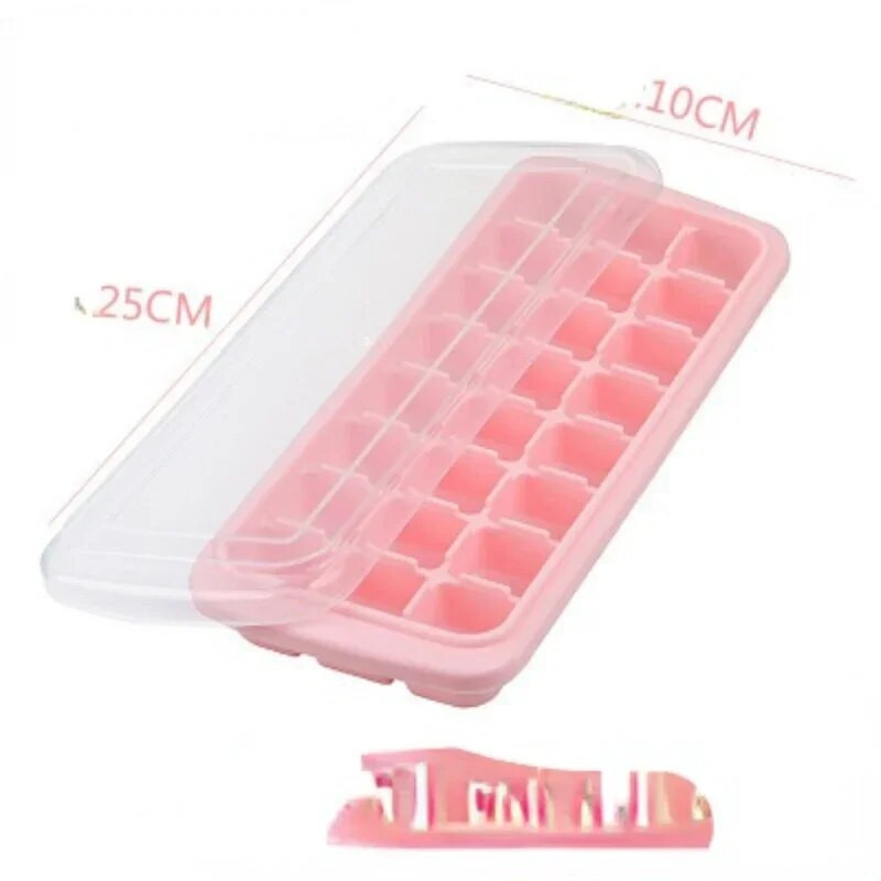 Silikonska/plastična posuda za led s 24 ručke s poklopcem i spremnikom za zamrzavanje Mini posuda za kalupe za led s kuglicom za ledomat