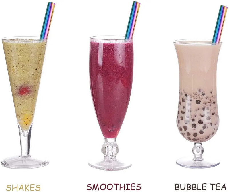 1 buc Paie de băut reutilizabile 304 Paie din oțel inoxidabil 12 mm lățime Set de paie de metal Milkshake Bubble Tea Paie cu perie de curățare