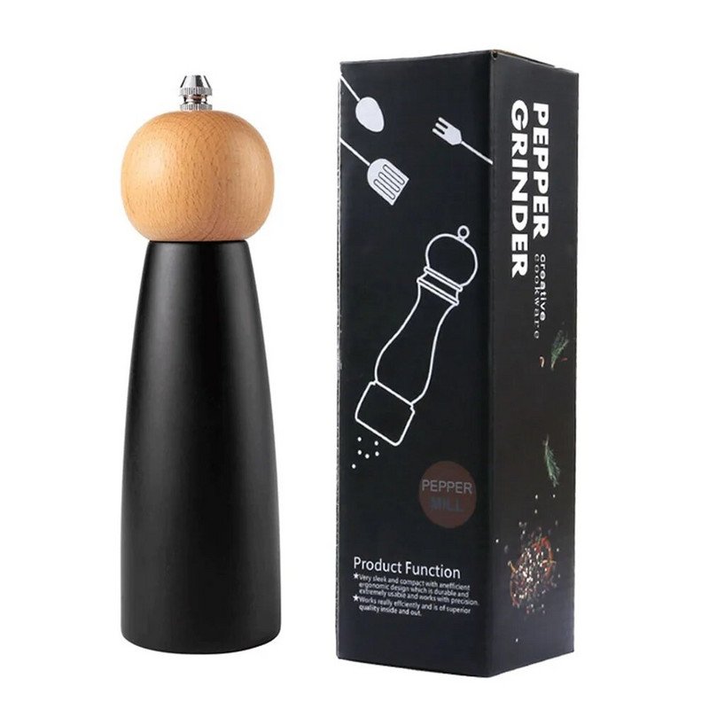 Rankinis pipirų malūnėlis Medinis druskos ir pipirų malūnas Daugiafunkcis Cruet virtuvės įrankis su keramine smulkintuvu virtuvės namų ūkiui