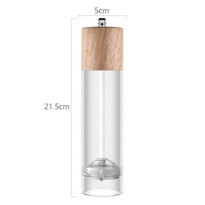 Ąžuolo medienos druskos ir pipirų malūnas Daugiafunkcis rankinis pipirų malūnėlis Cruet virtuvės įrankis su keramine malūnėle