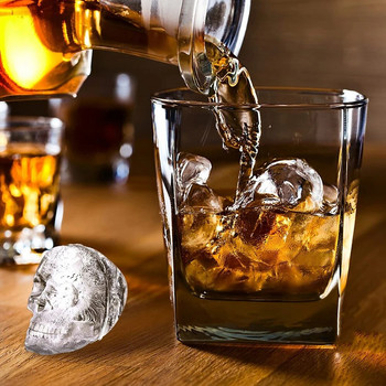 3D череп Силиконова форма Създател на ледени кубчета 4-в-1 Направи си сам Тава с форма на череп Home Bar Party Cool Whiskey Wine Ice Cream Bar Tool