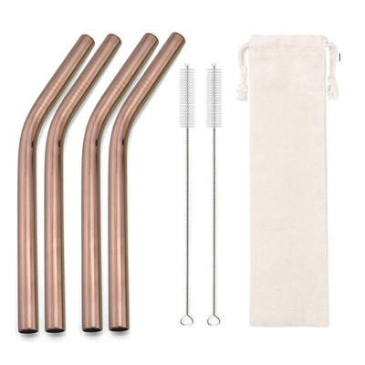 4vnt 12mm itin platus šiaudelis, daugkartinis 304 nerūdijančio plieno geriamojo šiaudelio metaliniai šiaudeliai kokteiliams Tapijokos perlų pieno burbuliukų arbata