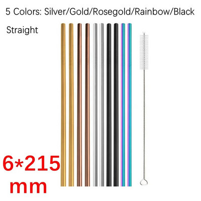 4vnt 12mm itin platus šiaudelis, daugkartinis 304 nerūdijančio plieno geriamojo šiaudelio metaliniai šiaudeliai kokteiliams Tapijokos perlų pieno burbuliukų arbata