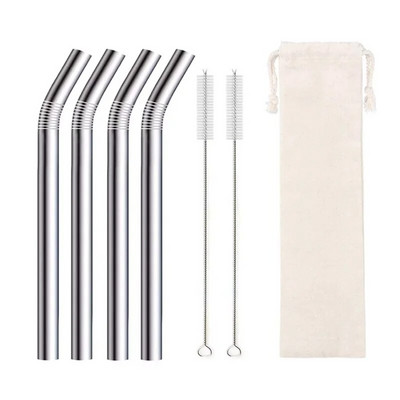 4vnt 12mm itin platus šiaudelis, daugkartinis 304 nerūdijančio plieno geriamojo šiaudelio metaliniai šiaudeliai kokteiliams Tapijokos perlų pieno burbuliukų arbata