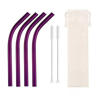 4vnt 12mm itin platus šiaudelis, daugkartinis 304 nerūdijančio plieno geriamojo šiaudelio metaliniai šiaudeliai kokteiliams Tapijokos perlų pieno burbuliukų arbata